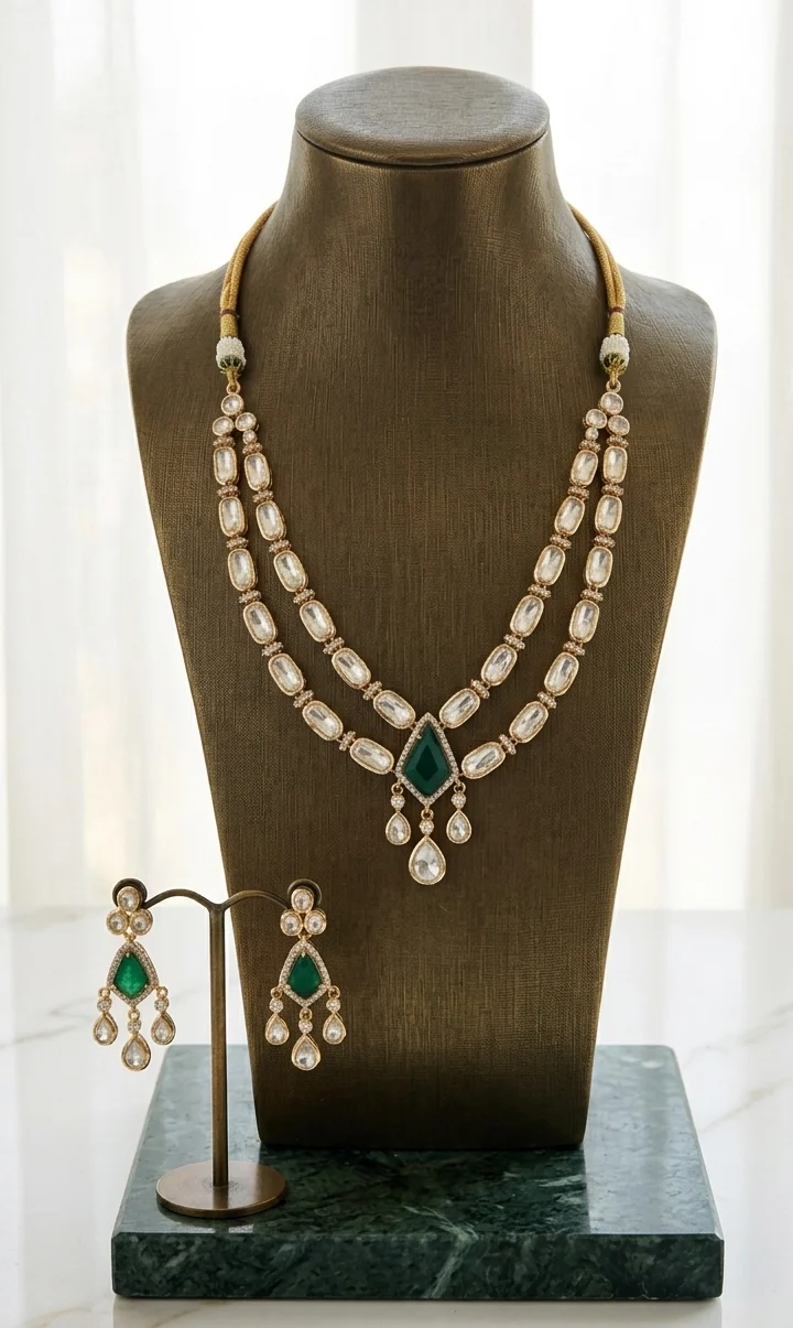 Emerald Heritage Dual-Layer Necklace Set