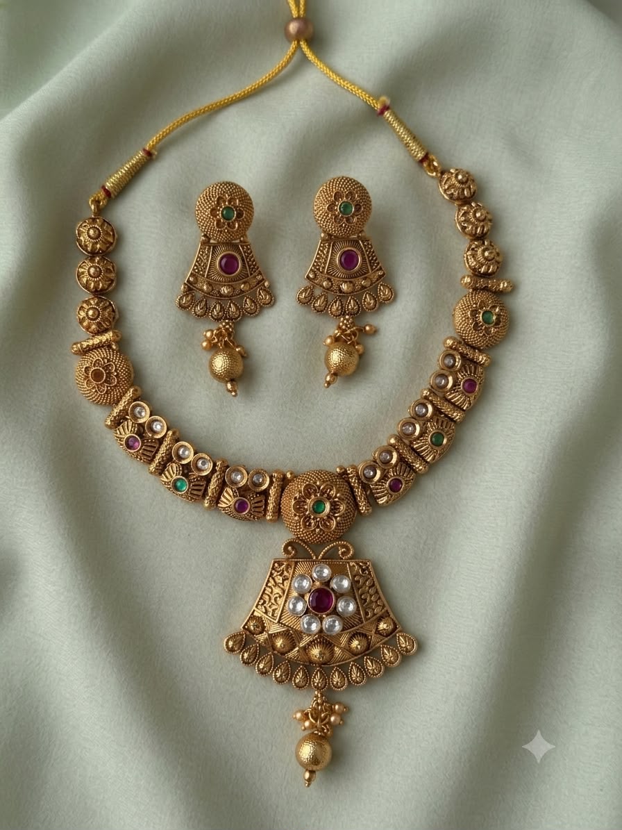 Antique Temple Choker Necklace Set