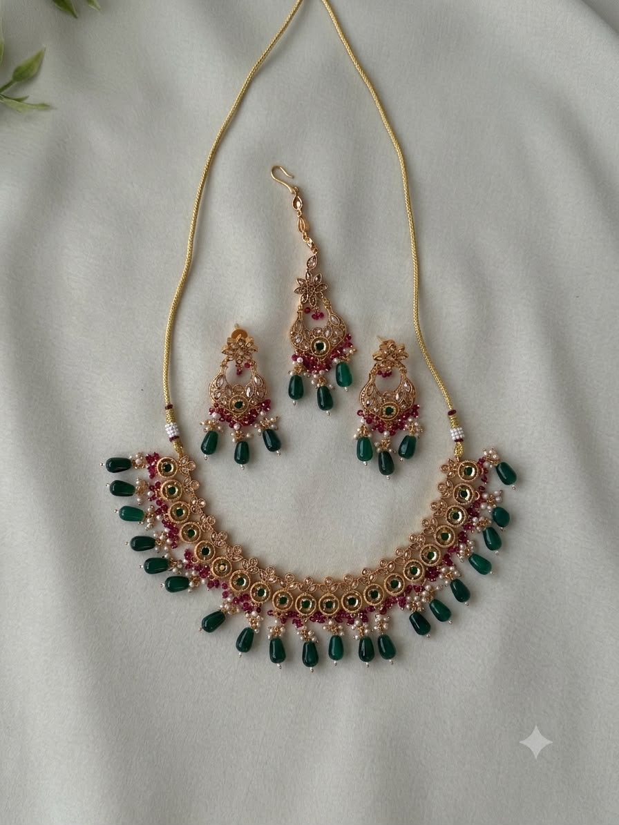 Emerald Beaded Heritage Choker Set