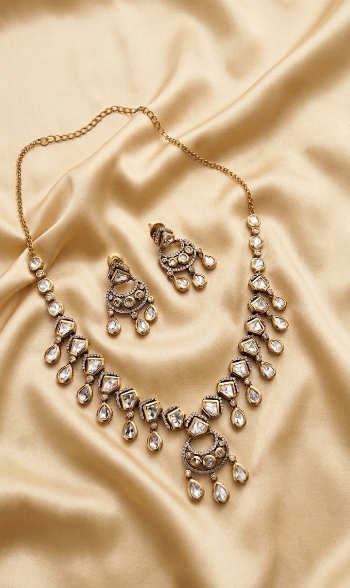Regal Teardrop Crystal Necklace Set