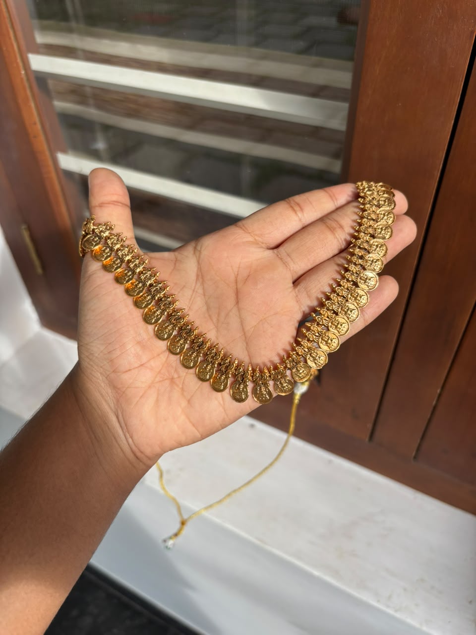 Traditional Temple Kasumala Long Haram & Jhumka Set