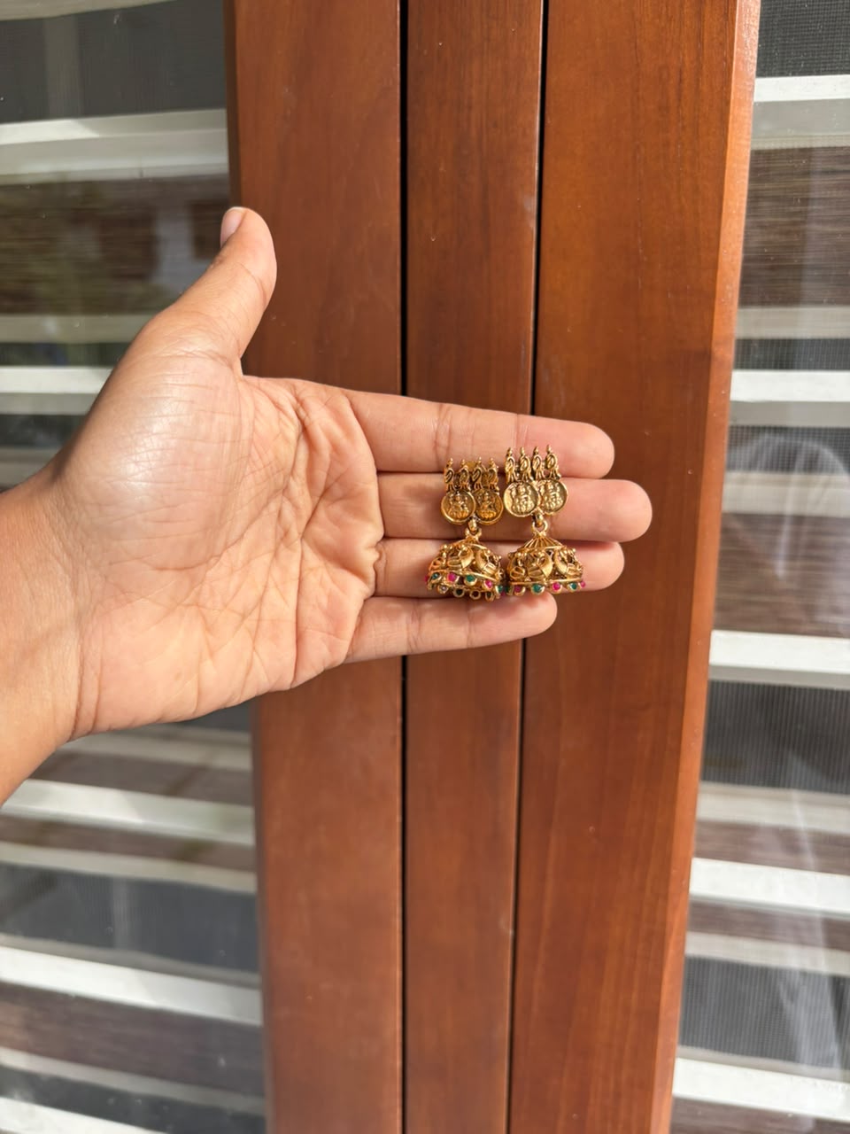Traditional Temple Kasumala Long Haram & Jhumka Set - thumbnail 3