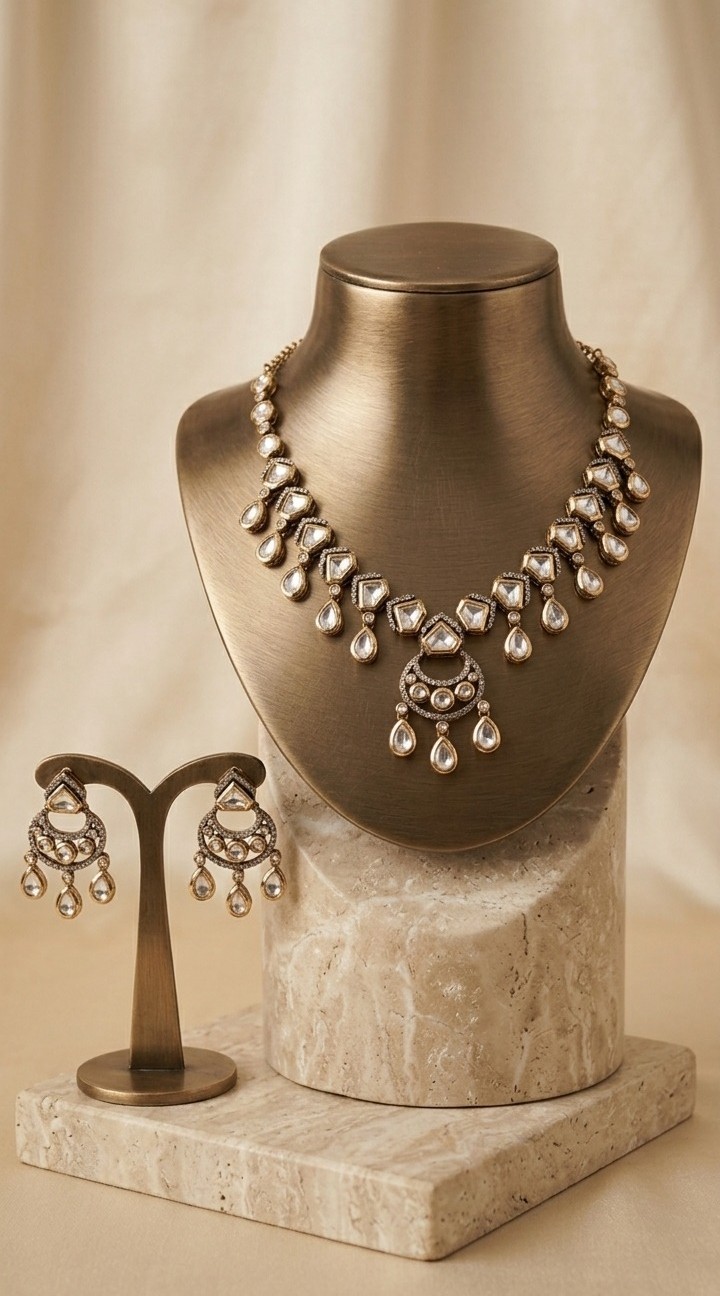Pearl Drop CZ Necklace Set
