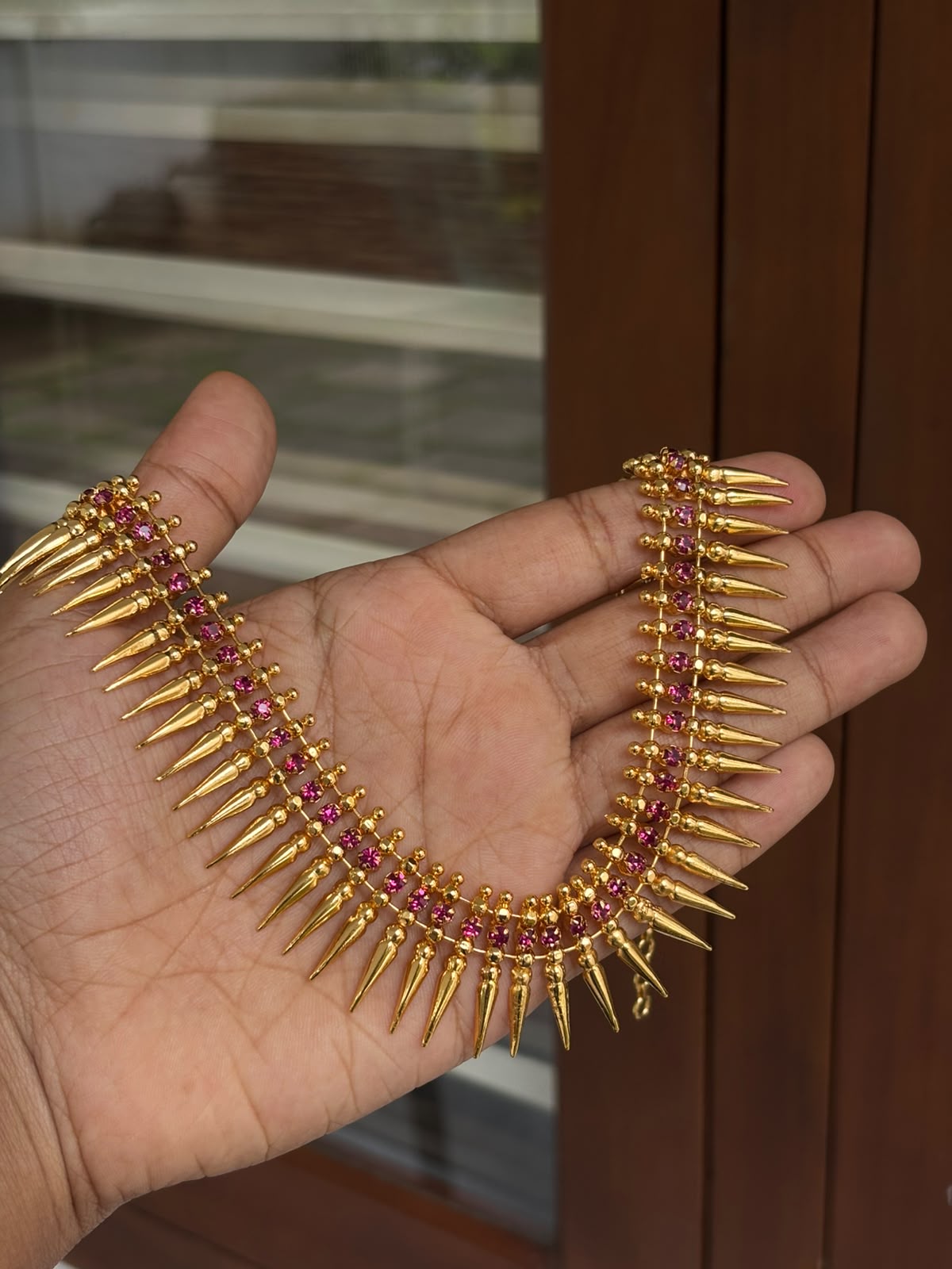 Rani Gulabi Kundan Spike Necklace