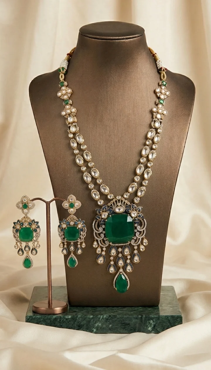 Emerald Majesty Statement Necklace Set