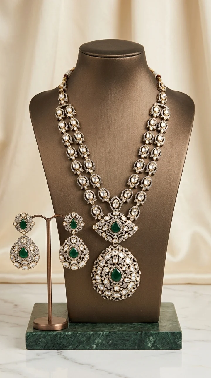 Emerald Royale Kundan Necklace Set